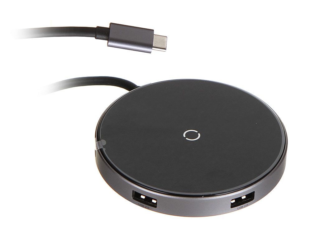 

Хаб USB Baseus Circular Mirror Wireless Charger Type-C to USB 3.0 / USB2.0x3 / Type-C PD Deep Gray WXJMY-0G, Circular Mirror Wireless Charger