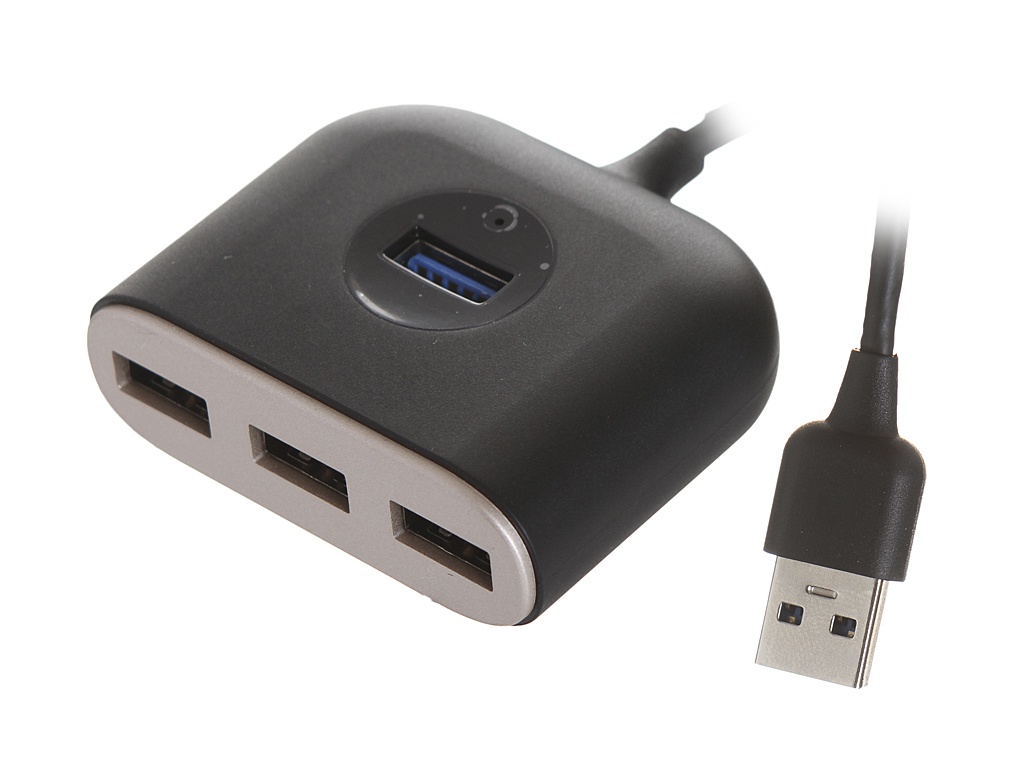 цена Хаб USB Baseus Square Round 4in1 USB HUB Adapter USB 3.0 - USB 3xUSB 2.0 1m Black CAHUB-AY01