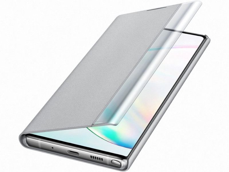 фото Чехол для samsung galaxy note 10 plus clear view standing cover silver ef-zn975csegru