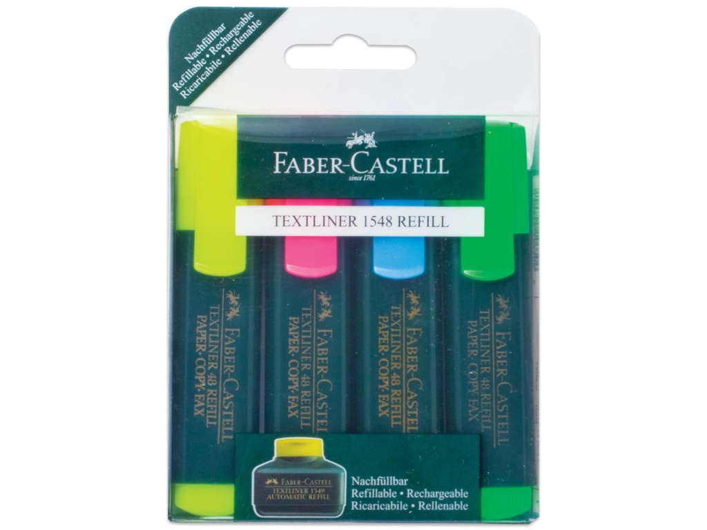 

Маркер Faber-Castell Textliner Refill 1548 1-5mm 4 цвета 154804, Textliner Refill 1548