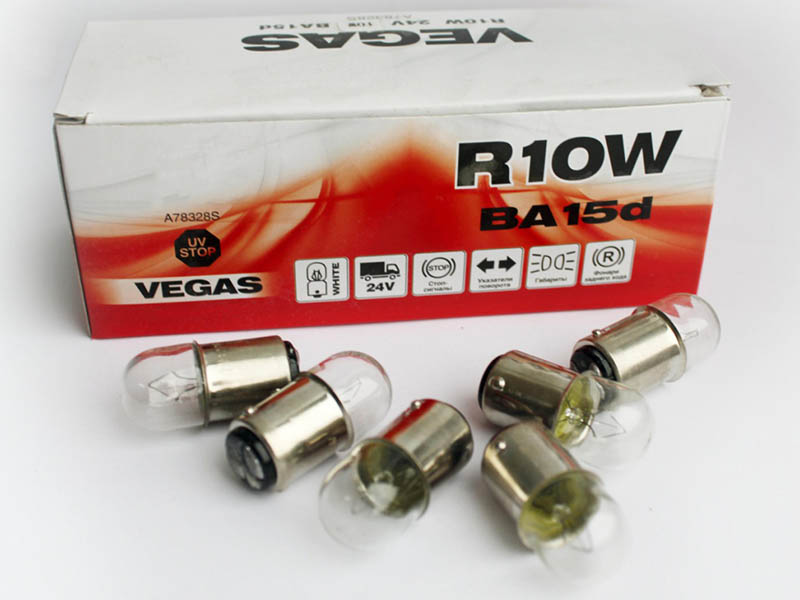 

Лампа AVS Vegas R10W BA15d 24V Box (10 штук) A78328S, Vegas R10W BA15d 24V