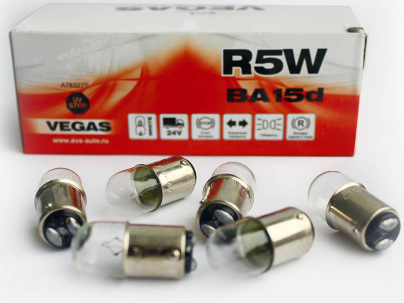 

Лампа AVS Vegas R5W BA15d 24V Box (10 штук) A78327S, Vegas R5W BA15d 24V