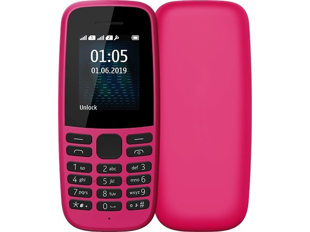 Сотовый телефон Nokia 105 DS (2019), розовый телефон nokia 105 ss 2019