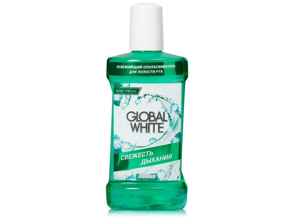 фото Ополаскиватель освежающий Global White Экстракт оливы и петрушки 300ml 4605370010626