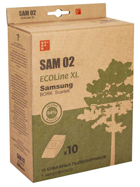 Комплект бумажных пылесборников Filtero SAM 02 ECOLine XL (R) (10шт+фильтр)