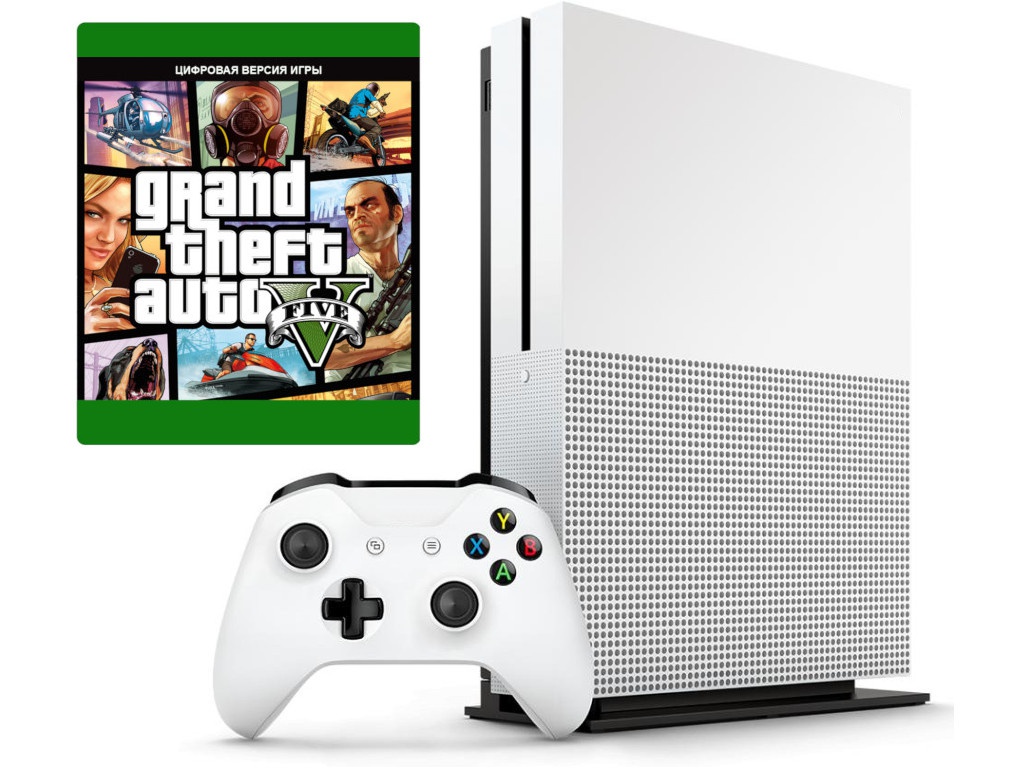 фото Игровая приставка Microsoft Xbox One S 1Tb White 234-00948-GTA5 + GTA 5