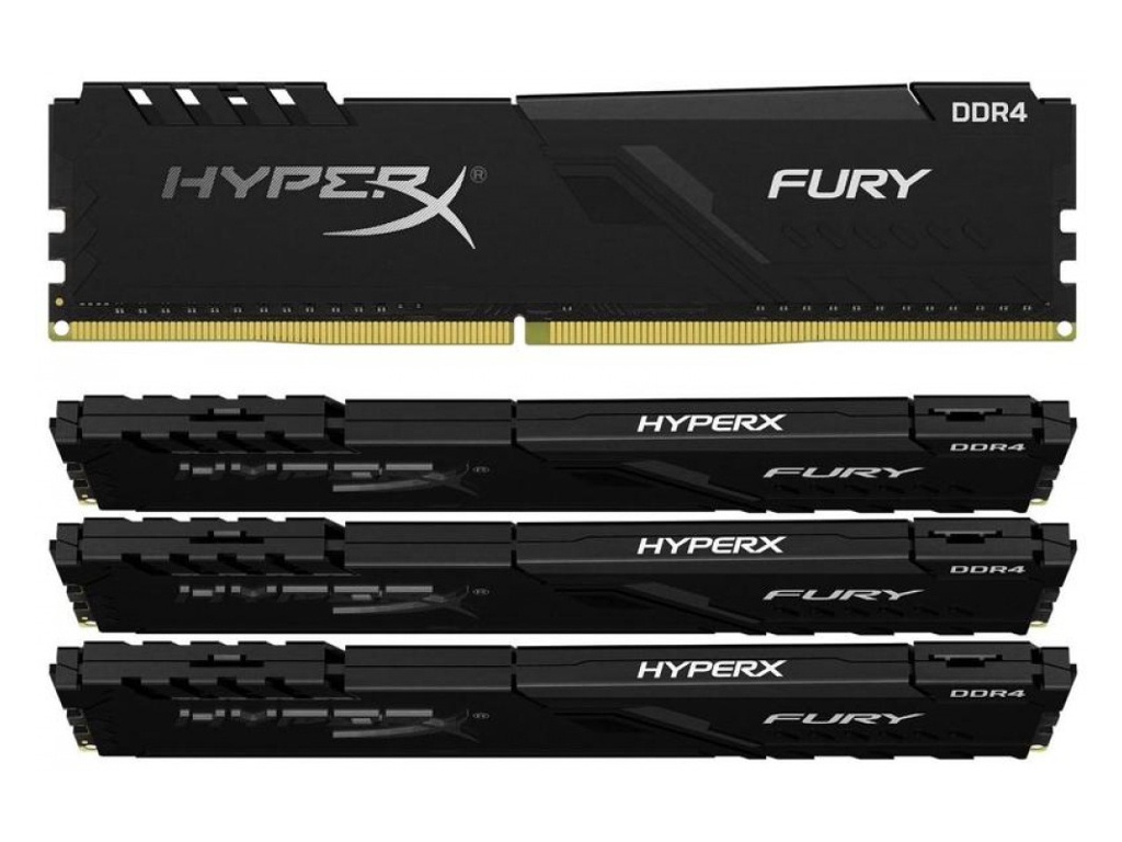 фото Модуль памяти hyperx fury black ddr4 dimm 3200mhz pc-25600 cl16 - 32gb kit (4x8gb) hx432c16fb3k4/32