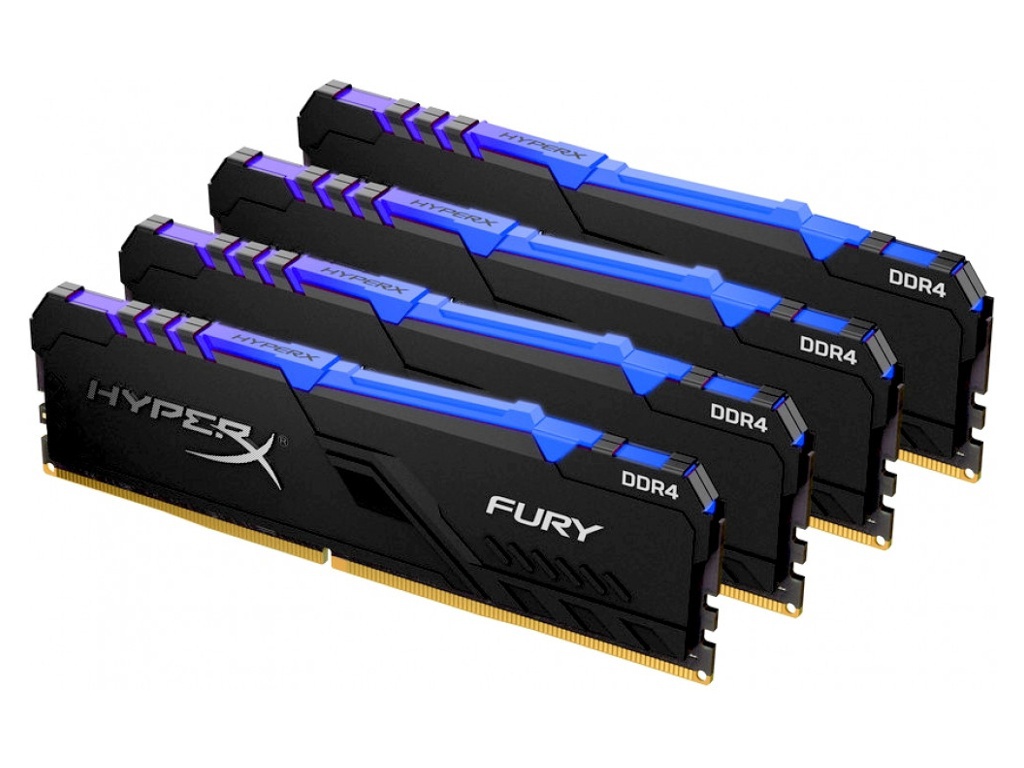 

Модуль памяти Kingston HyperX Fury RGB DDR4 DIMM 2400Mhz PC-19200 CL15 - 32Gb Kit (4x8Gb) HX424C15FB3AK4/32, HX424C15FB3AK4/32