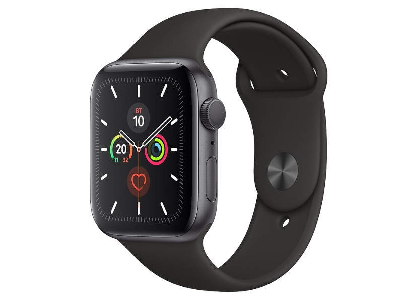 фото Умные часы apple watch series 5 44mm space grey aluminium with black sport band s/m - m/l mwvf2ru/a