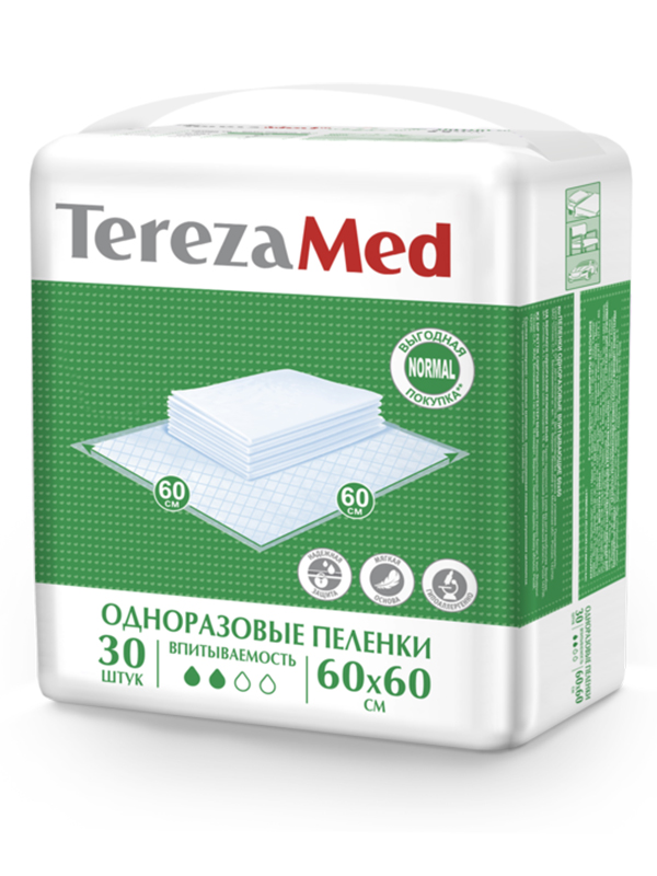 

Пеленки TerezaMed Normal 60x60cm 30шт, Normal 60x60cm 30шт