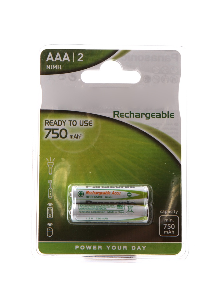 фото Аккумулятор AAA - Panasonic Ready to Use 750 mAh Ni-Mh (2 штуки) HHR-4MVE/2BC