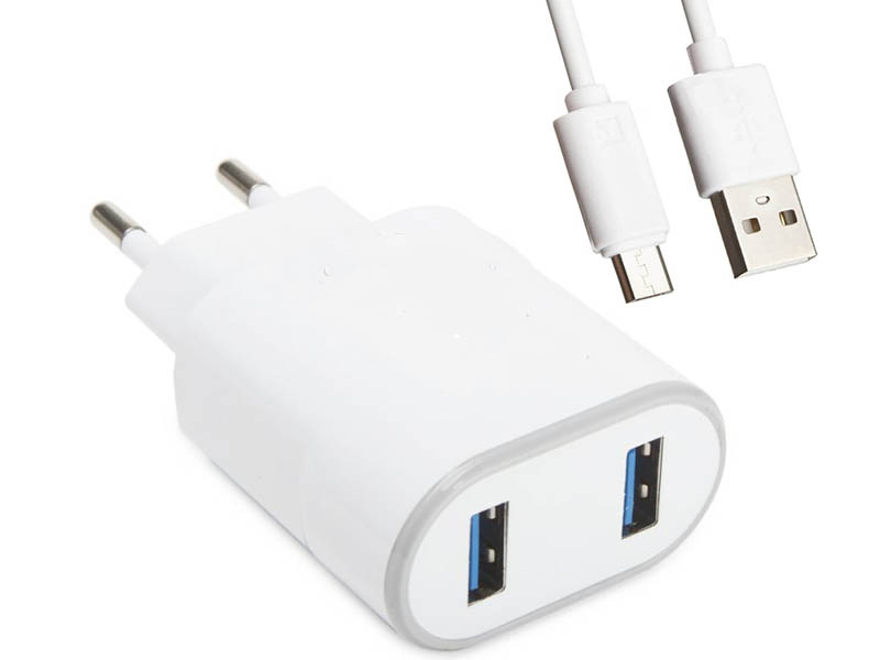 

Зарядное устройство Liberty Project Classic Plus 2xUSB 2.4A + кабель MicroUSB White 0L-00043553, 0L-00043553