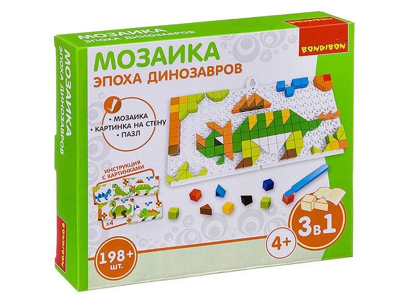 

Настольная игра Bondibon Мозаика Эпоха динозавров ВВ3028, Эпоха динозавров