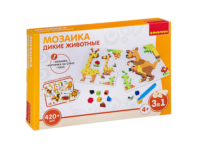 

Настольная игра Bondibon Мозаика Дикие животные ВВ3032, Дикие животные