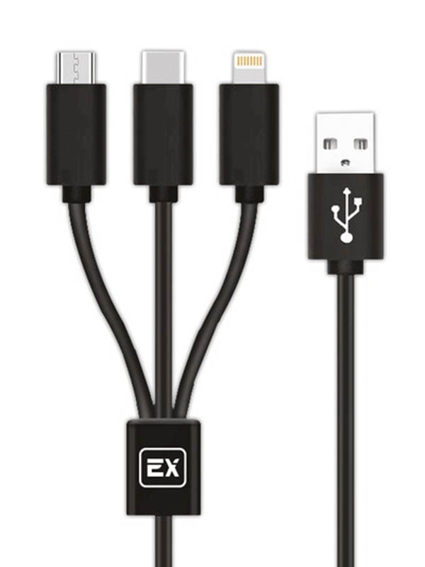 фото Аксессуар Exployd USB - microUSB/8 Pin/TYPE-C Silicone 1.2m 2.1A Black EX-K-646