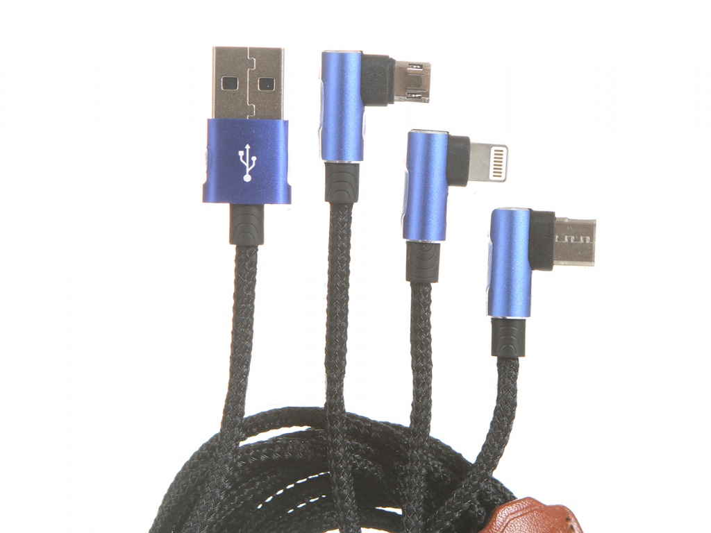 фото Аксессуар Baseus MVP 3-in-1 Mobile Game Cable USB - Type-C / MicroUSB / Lightning 1.2m Blue CAMLT-WZ03