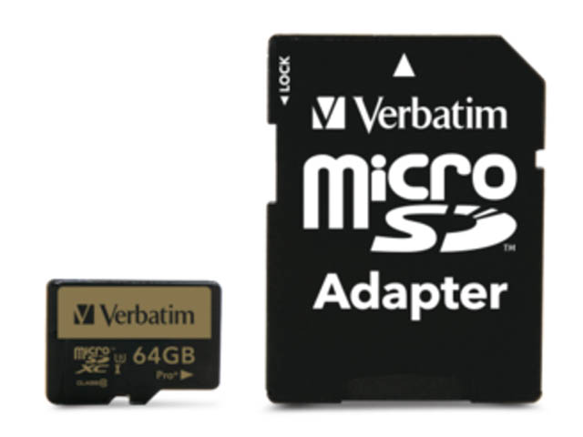 фото Карта памяти 64Gb - Verbatim Pro+ - Micro Secure Digital XC Class 10 44034 с переходником под SD