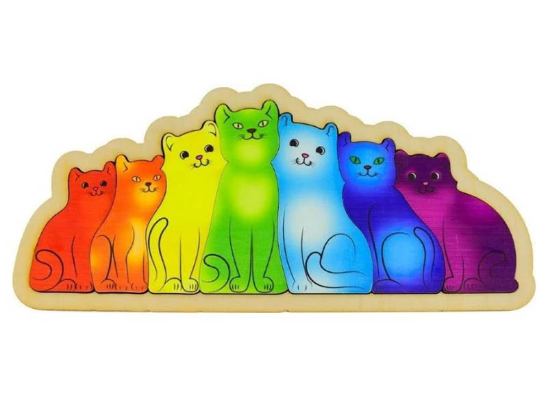фото Сортер развивающая доска нескучные игры разноцветные котята радуга 7932