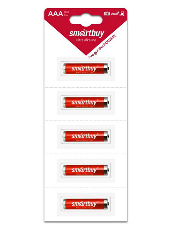 

Батарейка AAA - SmartBuy LR03 SBBA-3A05B (5 штук), LR03