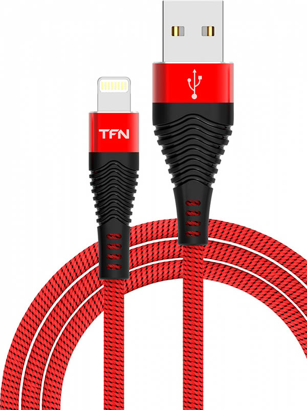 фото Аксессуар TFN Forza USB - Lightning 1m Red-Black TFN-CFZLIGUSB1MRD