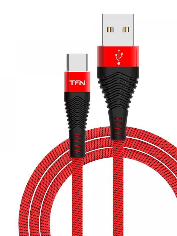 фото Аксессуар TFN Forza USB - USB Type-C 1m Red-Black TFN-CFZUSBCUSB1MRD