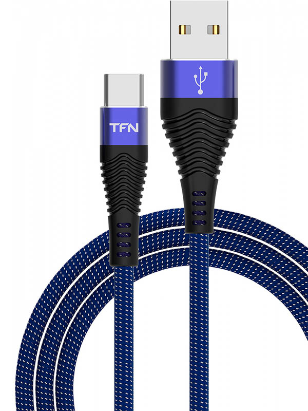 фото Аксессуар TFN Forza USB - USB Type-C 1m Blue-Black TFN-CFZUSBCUSB1MBL