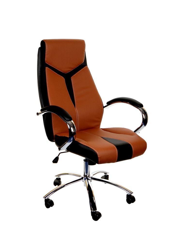 фото Компьютерное кресло TetChair Gloss искусственная кожа, хром Brown-Black 12765