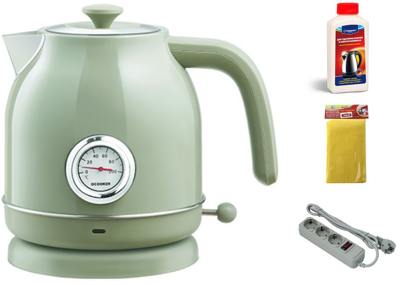 фото Чайник xiaomi qcooker retro electric kettle с датчиком температуры green выгодный набор + серт. 200р!!!
