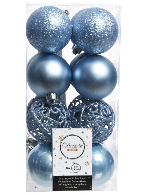 

Украшение Kaemingk Набор шаров Ансамбль с Изюминкой 6cm 16шт Light-Blue 20879, 20879