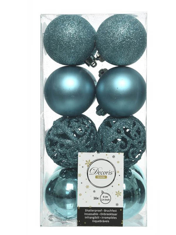 

Украшение Kaemingk Набор шаров Ансамбль с Изюминкой 6cm 16шт Turquoise 20894, 20894