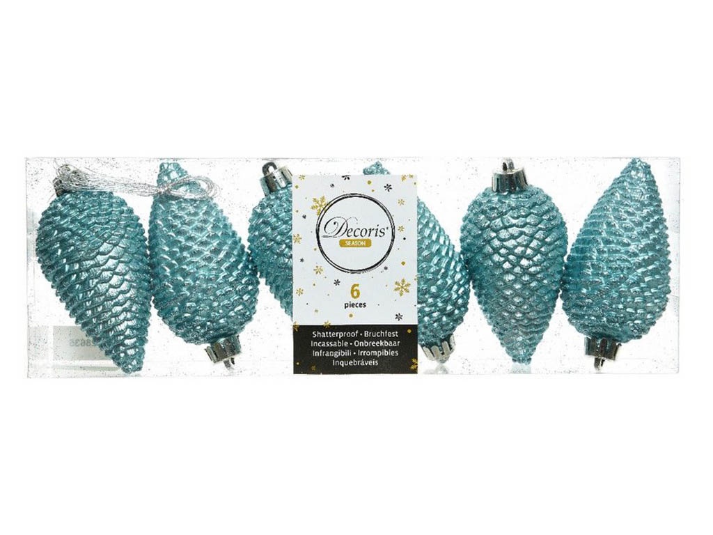 

Украшение Kaemingk Шишки еловые 6шт Arctic Blue 028635, Шишки еловые