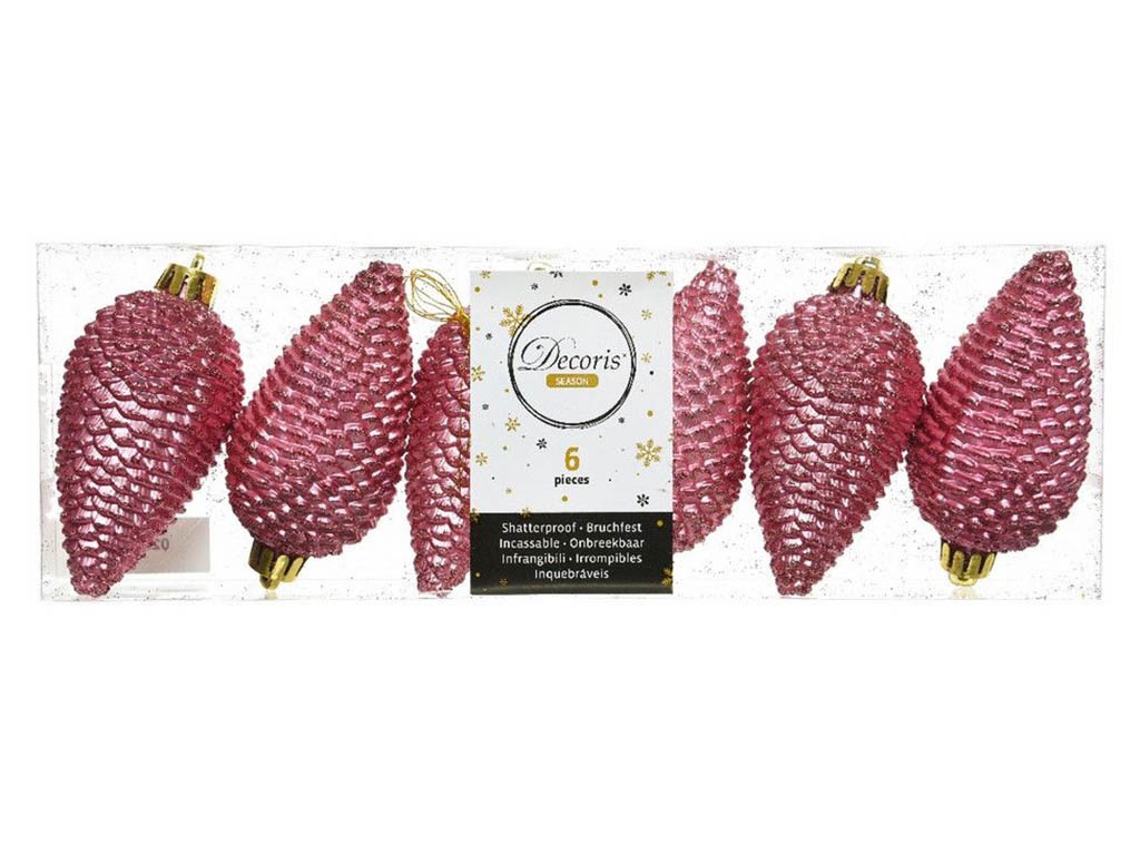 

Украшение Kaemingk Шишки еловые 6шт Pink Velvet 028644, Шишки еловые