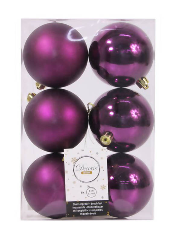 

Украшение Kaemingk Набор шаров 80mm 6шт Violet 906428s, Набор шаров