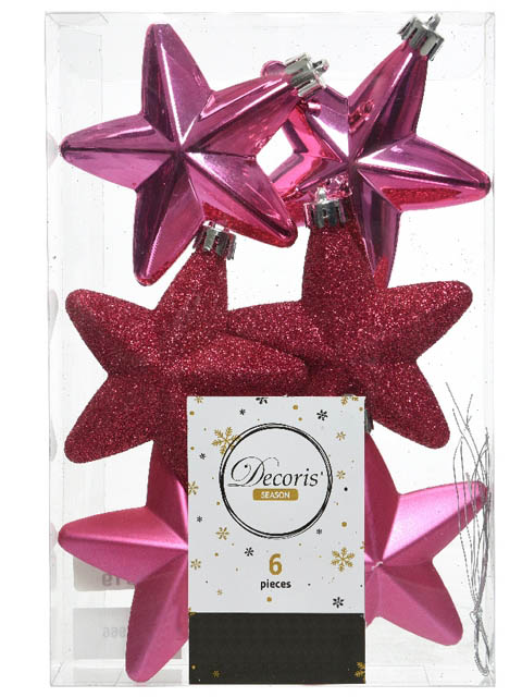 

Украшение Kaemingk Ёлочные звёздочки 6шт Fuchsia 027966, Ёлочные звёздочки