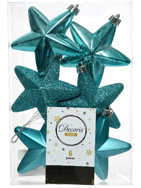 

Украшение Kaemingk Ёлочные звёздочки 6шт Turquoise 027965, Ёлочные звёздочки