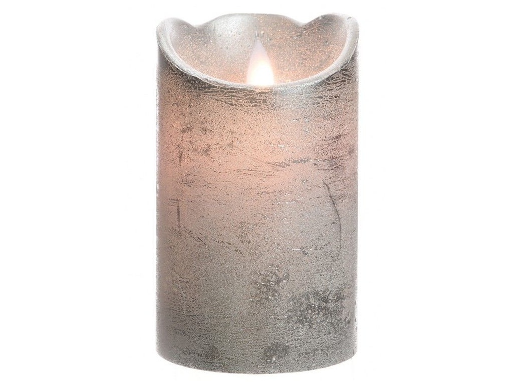 фото Светодиодная свеча Kaemingk Праздничная 7.5x12.5cm Silver 480607