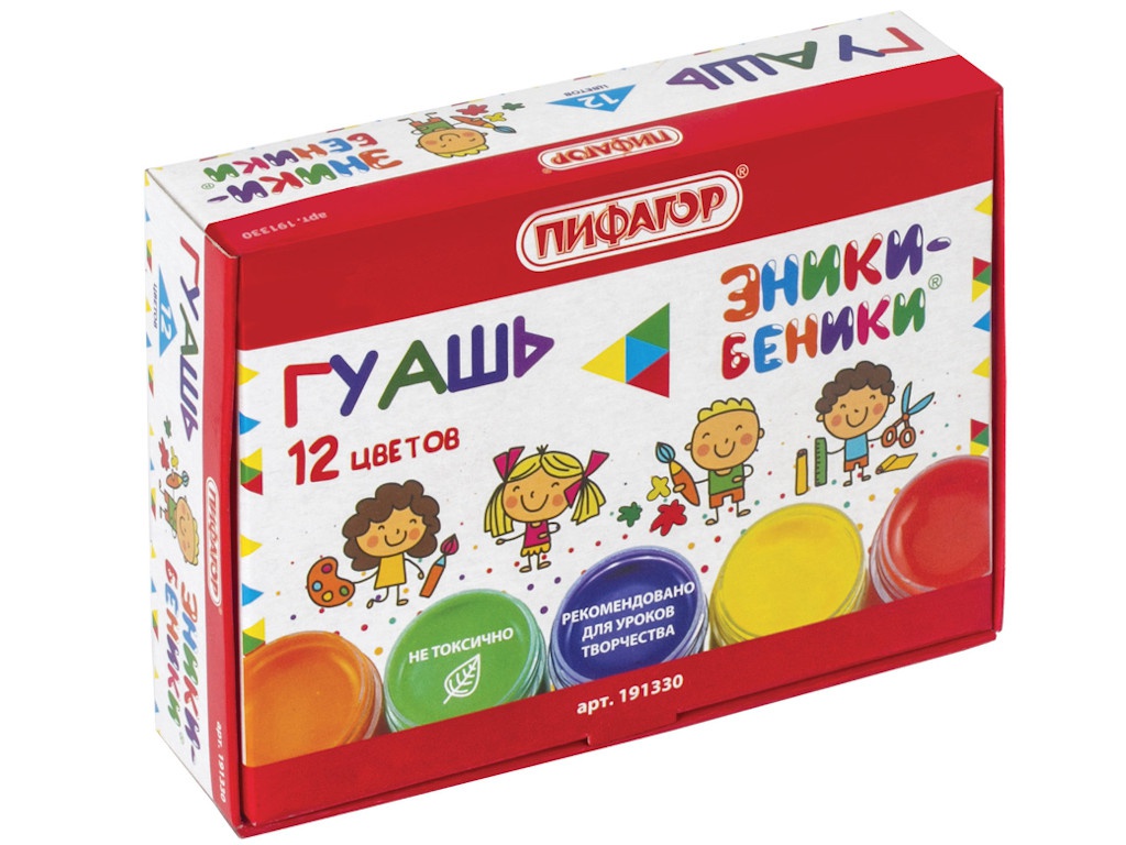 

Гуашь Пифагор Эники-беники 12 цветов 10ml 191330, Эники-беники