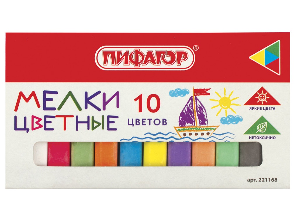 

Мел цветной Пифагор 10шт 221168, 221168