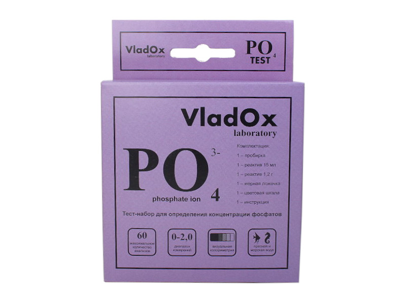 фото Средство Vladox PO4 тест 982351 - профессиональный набор для измерения уровня фосфатов PO4 в воде