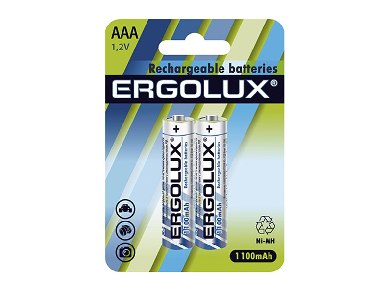 цена Аккумулятор AAA - Ergolux AAA-1100mAh Ni-Mh BL-2 NHAAA1100BL2 (2 штуки)