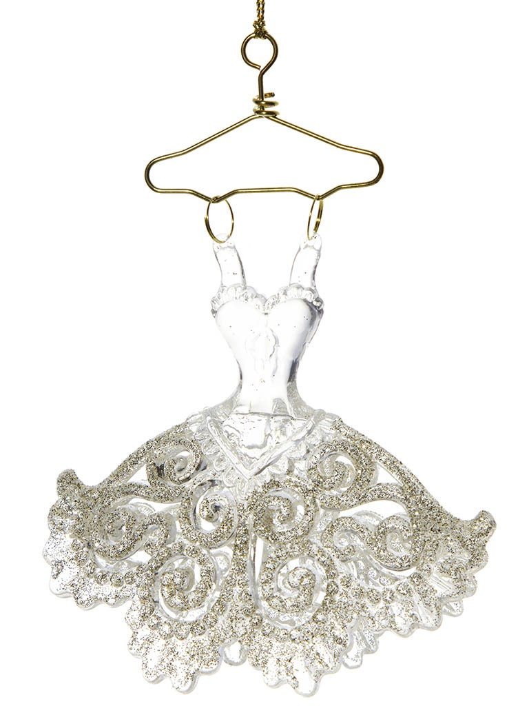 фото Украшение Crystal Deco Ажурное платье 12cm Silver-Gold 150048