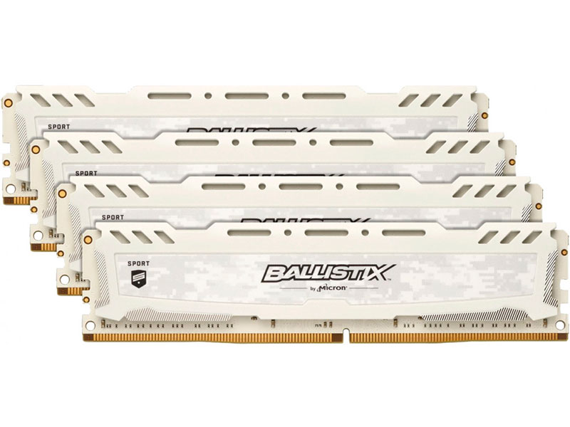 фото Модуль памяти Crucial Ballistix Sport LT White DDR4 UDIMM 2666MHz PC4-21300 CL16 - 16Gb Kit (4x4Gb) BLS4K4G4D26BFSC