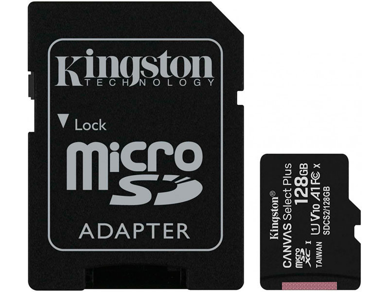 Карта памяти 128Gb - Kingston Micro Secure Digital HC Class10 UHS-I Canvas Select SDCS2/128GB с переходником под SD карта памяти microsdhc 32gb kingston class10 uhs i canvas select up to 100mb s с адапт sdcs2 32gb
