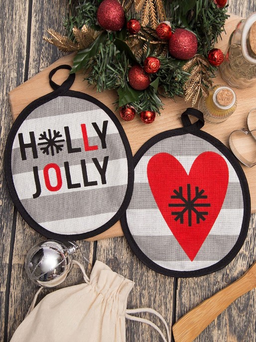 

Набор прихваток Доляна Holly Jolly 2шт 4209460, Holly Jolly