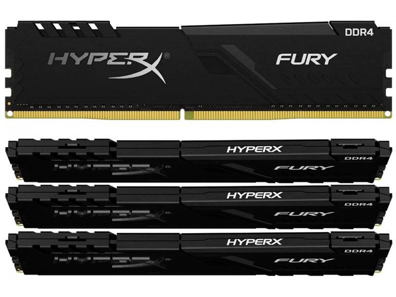 фото Модуль памяти hyperx fury ddr4 dimm 3000mhz pc-24000 cl15 - 32gb kit (4x8gb) black hx430c15fb3k4/32