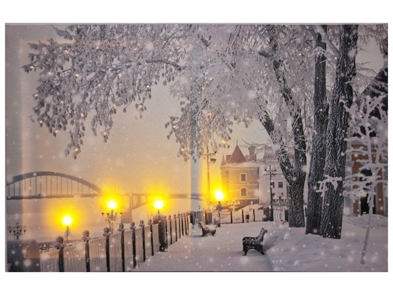 фото Светящееся украшение Kaemingk Панно Романтика зимнего вечера Набережная 483184