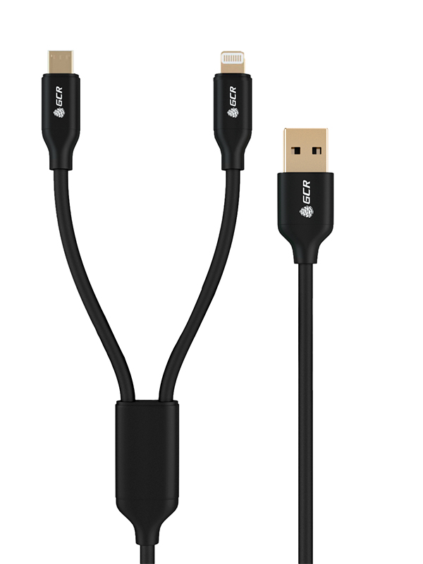 фото Аксессуар greenconnect 2в1 usb - microusb/lightning 0.3m no sync data gcr-51667