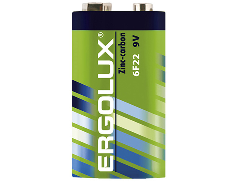 Батарейка Ergolux 6F22 SR1 (1 штука) 12443 батарейка ergolux 9v 6lr61 6f22 zinc carbon солевая 9 в спайка 12443