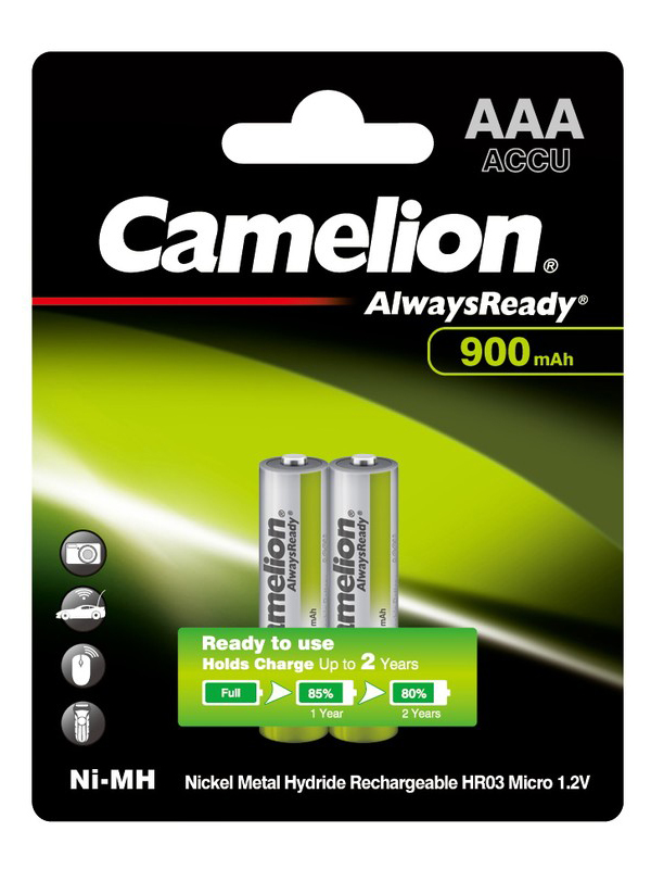 фото Аккумулятор aaa - camelion always ready 1.2v 900mah ni-mh bl-2 nh-aaa900arbp2 (2 штуки) 9165
