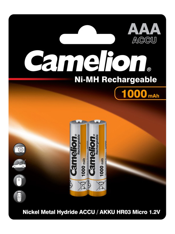 цена Аккумулятор AAA - Camelion 1.2V 1000mAh Ni-Mh BL-2 NH-AAA1000BP2 (2 штуки) 6182